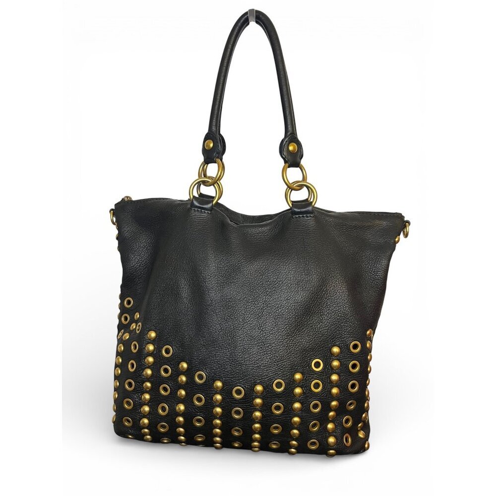Miu Miu Vitello Studded Leather Tote Shoulder Handbag in Black - Picture 3 of 10